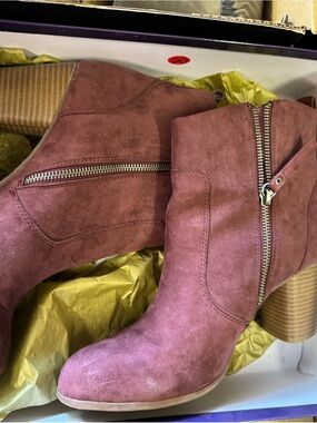 Madden Girl Suede Ankle Booties in Dusty Rose
